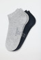Confezione da 2 paia di calzini da sneakers in cotone biologico di colore grigio screziato/nero - 95/5