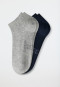 Socquettes pour homme lot de 2 coton bio gris chiné/bleu foncé - 95/5