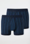 Boxer briefs fine rib double pack with fly-front dark blue striped - Original Classics