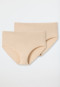 Midi panty 2-pack organic cotton sand - 95/5