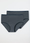 Midi panties 2-pack midnight blue and white ringed - Modal Essentials