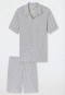 Pyjama court interlock Patte de boutonnage gris chiné imprimé - Fine Interlock