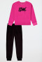 Vestaglia da notte lunga in spugna Love rosa fuchsia - Nightwear