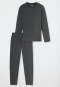 Schlafanzug Doppelripp lang dunkelgrau meliert - Modern Nightwear