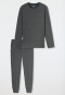 Pyjama côtelé long poignet gris foncé chiné - Modern Nightwear