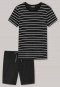 Schlafanzug kurz Bermuda Ringel schwarz - Nightwear
