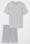 Pyjama court interlock gris chiné imprimé - Fine Interlock