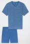 Pyjamas short modal V-neck stripes atlantic blue - Long Life Soft