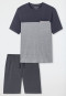Pyjama court Coton biologique rayures poche poitrine charbon - 95/5 Nightwear