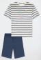 Pyjama court coton bio rayures crème - Nightwear