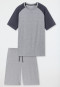 Pyjamas short Organic Cotton stripe wave charcoal - 95/5 Nightwear