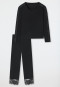 Pajamas long 7/8-length pants modal lace black - Sensual Premium