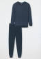 Pyjama long Poignet Poche poitrine bleu nuit imprimé - Comfort Essentials
