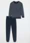 Pigiama lungo con polsini blu notte - Comfort Essentials