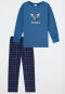 Schlafanzug lang Drachen Karos blau - Boys World
