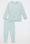 Long pyjamas terry towelling cuffs flowers mint - Kids Nightwear