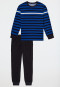 Pigiama lungo in spugna a righe indaco - Nightwear