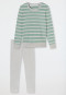 Pigiama lunghezza polsini in spugna a righe verde - Casual Essentials