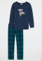 Pyjama long interlock coton bio bords-côtes sorcier carreaux bleu foncé - Rat Henry