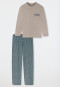 Pigiama lungo in cotone organico grigio brunastro a fantasia - Comfort Nightwear