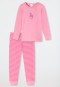 Schlafanzug lang Organic Cotton Bündchen Pferd Ringel rosa - Nightwear