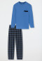 Pyjama long Coton biologique carreaux bleu atlantique - Comfort Nightwear