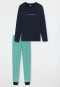 Pigiama lungo in cotone biologico di colore verde menta con motivo a pois - Nightwear