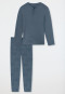 Schlafanzug lang Paisley jeansblau - Fine Interlock