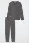 Pigiama a strisce lunghe antracite - Fine Interlock