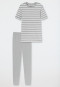 Pyjama long T-shirt leggings rayures gris chiné - Casual Essentials