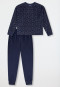 Pyjama long velours poignet Mille Fleur bleu foncé - Teens Nightwear