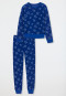 Pyjama long velours bords-côtes étoiles bleu - Teens Nightwear