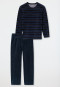 Pyjama long rayures velours bleu nuit - Casual Nightwear