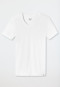 White short-sleeved shirt of elastic jersey material with V neckline - Long Life Soft