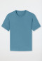Camicia manica corta girocollo blu-grigio - Mix & Relax Cotone