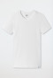 Short-sleeved shirt with V neckline, white - Long Life Cotton