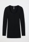 Long-sleeved fine rib round collar Spencer shirt black - Luxury