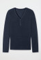 Maglia a maniche lunghe modal scollo a V abbottonatura blu - Mix + Relax