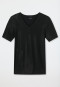Maglietta in cotone interlock seamless a maniche corte con scollo a V nera - Laser Cut