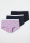 Boyshorts 3-pack organic cotton hearts lilac/ anthracite/ midnight blue - 95/5