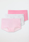 Shorts 3er-Pack Organic Cotton Hund Ringel weiß/pink - 95/5