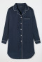 Sleep shirt long-sleeved cotton woven satin button placket piping dark blue - selected! premium inspiration
