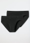 Briefs double pack organic cotton woven elastic waistband black - 95/5