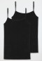 Tops spaghetti lot de 2 coton bio noir - 95/5