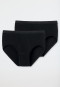 Sports briefs 2-pack with fly fine rib black - Original Feinripp