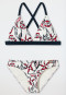 Bikini a triangolo con coppe morbide removibili, spalline regolabili e mini slip foderati con stampa floreale multicolore - Deep Sea