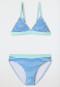 Kit bikini triangle tricot SFP 40+ recyclé rayures aquarium - Aqua