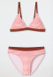 Set bikini a triangolo in tessuto a maglia SPF40+ riciclato a strisce rosa fuchsia - Ciano