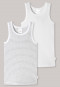 undershirts 2-pack fine rib organic cotton stripes white/gray - Feinripp Multipacks