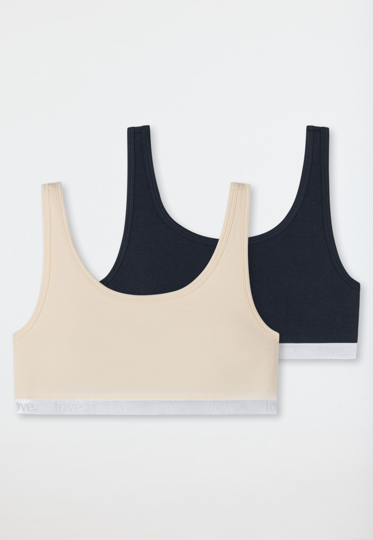 Bustier 2-pack organic cotton love off-white/ anthracite - 95/5